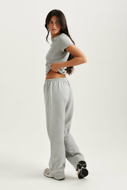 MIDWEIGHT SWEATS STAPLE STRAIGHT LEG SWEATPANTS - FOG HEATHER GREY | SET ACTIVE