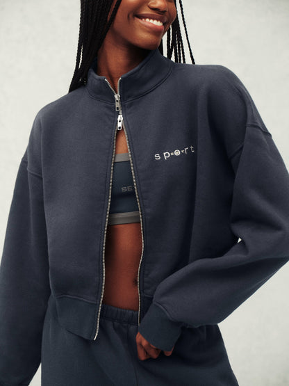 MIDWEIGHT SWEATS STAPLE SET FUNNEL ZIP - INDIGO | SET ACTIVE