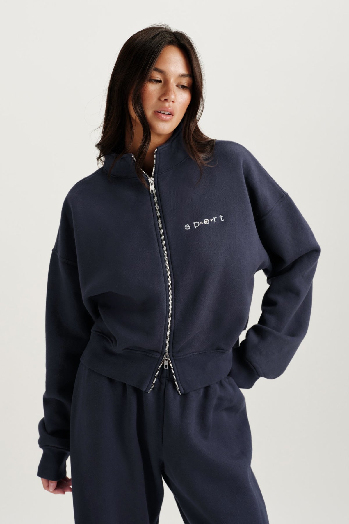 MIDWEIGHT SWEATS STAPLE SET FUNNEL ZIP - INDIGO | SET ACTIVE