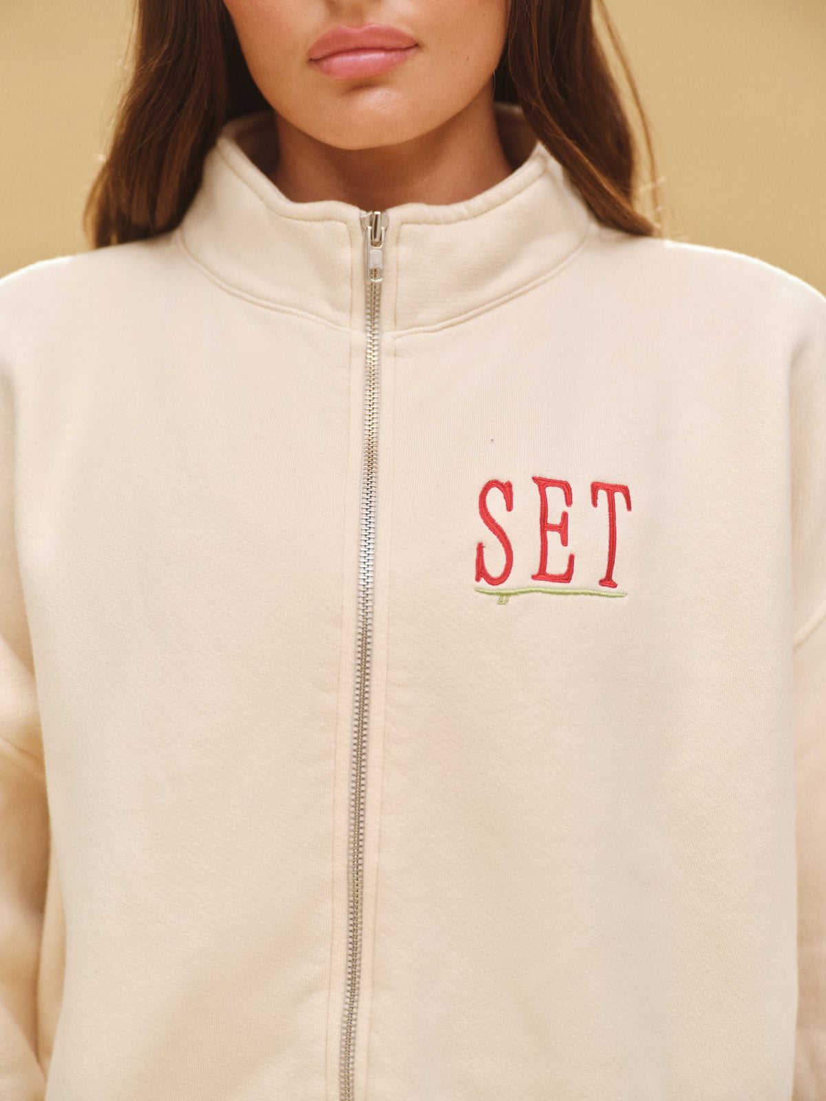 MIDWEIGHT SWEATS STAPLE SET RESORT FUNNEL ZIP - HIBISCUS | SET ACTIVE
