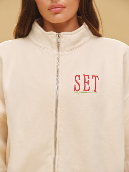 MIDWEIGHT SWEATS STAPLE SET RESORT FUNNEL ZIP - HIBISCUS | SET ACTIVE