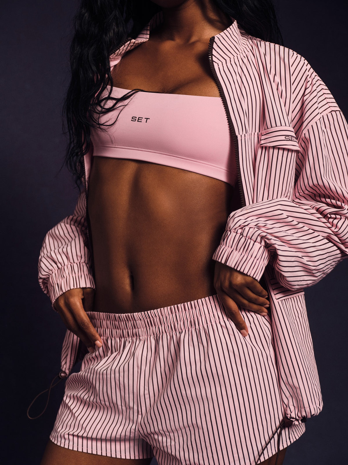 NYLON TRACK STRIPE SHORTS - SWIRL | SET ACTIVE
