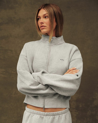 MIDWEIGHT SWEATS STAPLE SET FUNNEL ZIP - FOG HEATHER GREY | SET ACTIVE