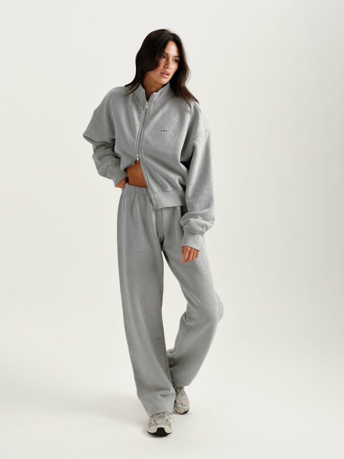 MIDWEIGHT SWEATS STAPLE SET FUNNEL ZIP - FOG HEATHER GREY | SET ACTIVE