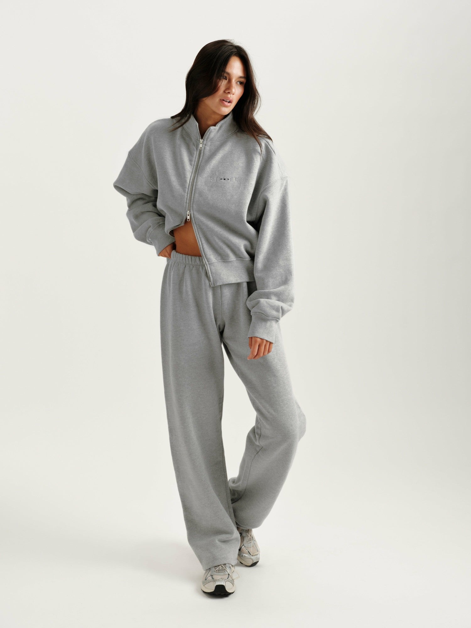 MIDWEIGHT SWEATS STAPLE SET FUNNEL ZIP - FOG HEATHER GREY | SET ACTIVE